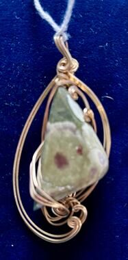 Australian Rain Forest Jasper Custom Made Wire Wrapped Pendant 3.5 x 1.5 New